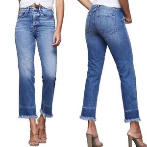 GOOD AMERICAN BOOD BOY FRAYED HEM BOYFRIEND JEANS